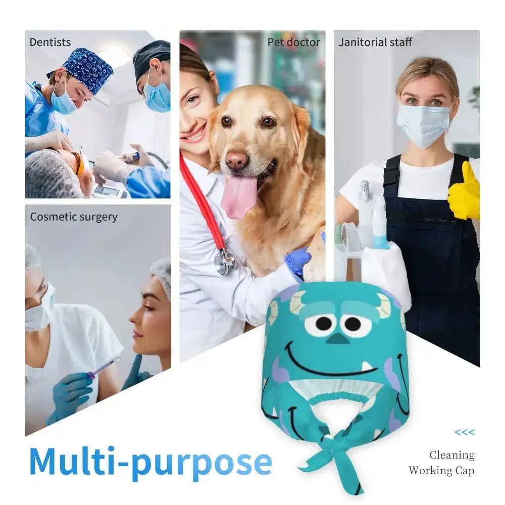 Customized adjustable work cap with Monsters University cartoon, surgical cap for men and women, surgical cap for nursing, doctor and surgeon MedSurgery Store For Digital Health