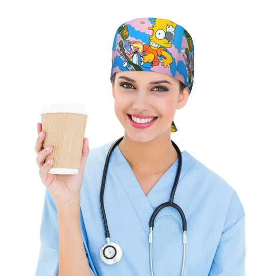 Personalized adjustable work cap with brain explosion, Simpsons surgical cap, surgical cap for nursing, doctor, surgeon, for Chef MedSurgery Store For Digital Health
