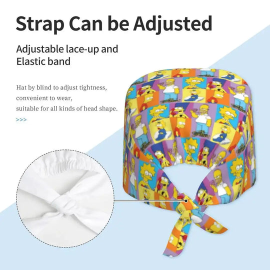 Customized The Simpsons Cartoon Cartoon Medical Staff Scrubs Hat Men Women Doctor Nursing Surgical Scrub Caps MedSurgery Store For Digital Health