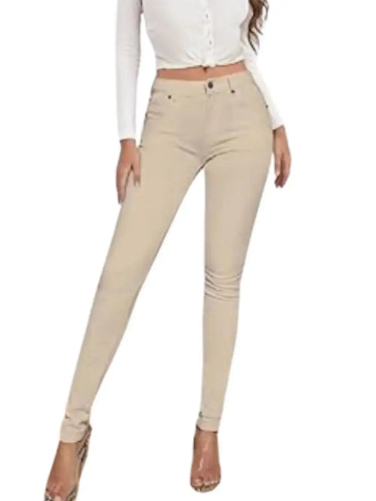 Women's cotton stretch jeans, casual pants, white, ultra-stretchy, comfortable, for work MedSurgery Store For Digital Health