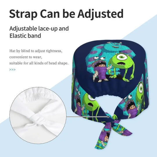 Customized adjustable work cap with Monsters University cartoon, surgical cap for men and women, surgical cap for nursing, doctor and surgeon MedSurgery Store For Digital Health