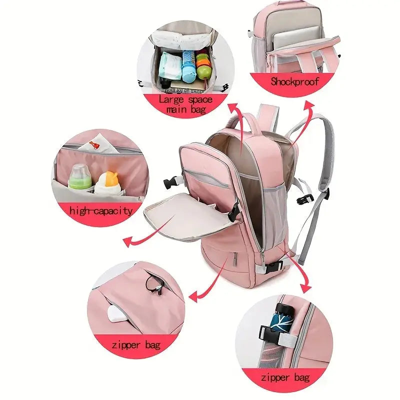 Women's large capacity travel backpack, multifunction, shoe storage, multi-layer, dry and wet separation, waterproof MedSurgery Store For Digital Health