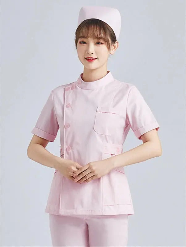 Elite White Nurse Uniform - Women's Short Sleeve Adjustable Scrub Top CJdropshipping