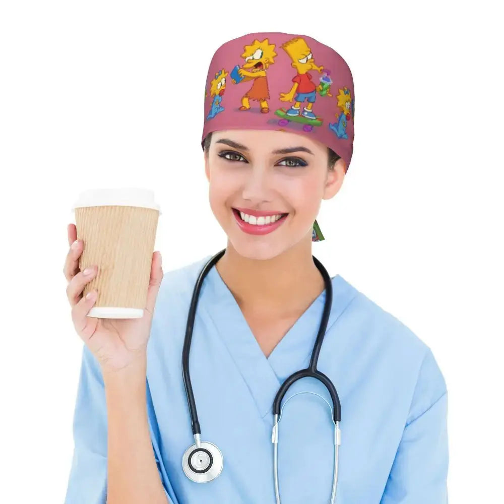 Personalized adjustable work cap with brain explosion, Simpsons surgical cap, surgical cap for nursing, doctor, surgeon, for Chef MedSurgery Store For Digital Health