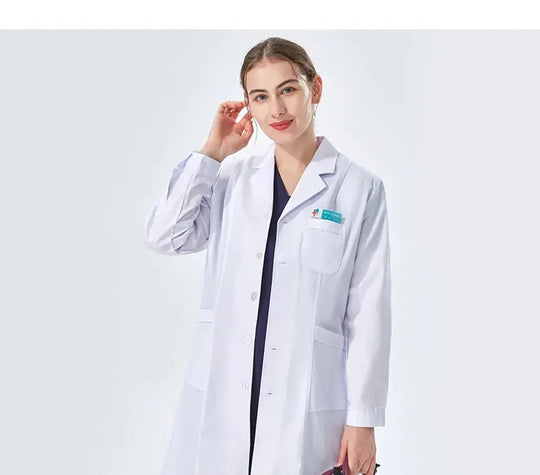 Cheap white lab coat for women, men, students, chemistry, healthcare professional, nurse, long sleeve, doctor's lab coat XK002 MedSurgery Store For Digital Health