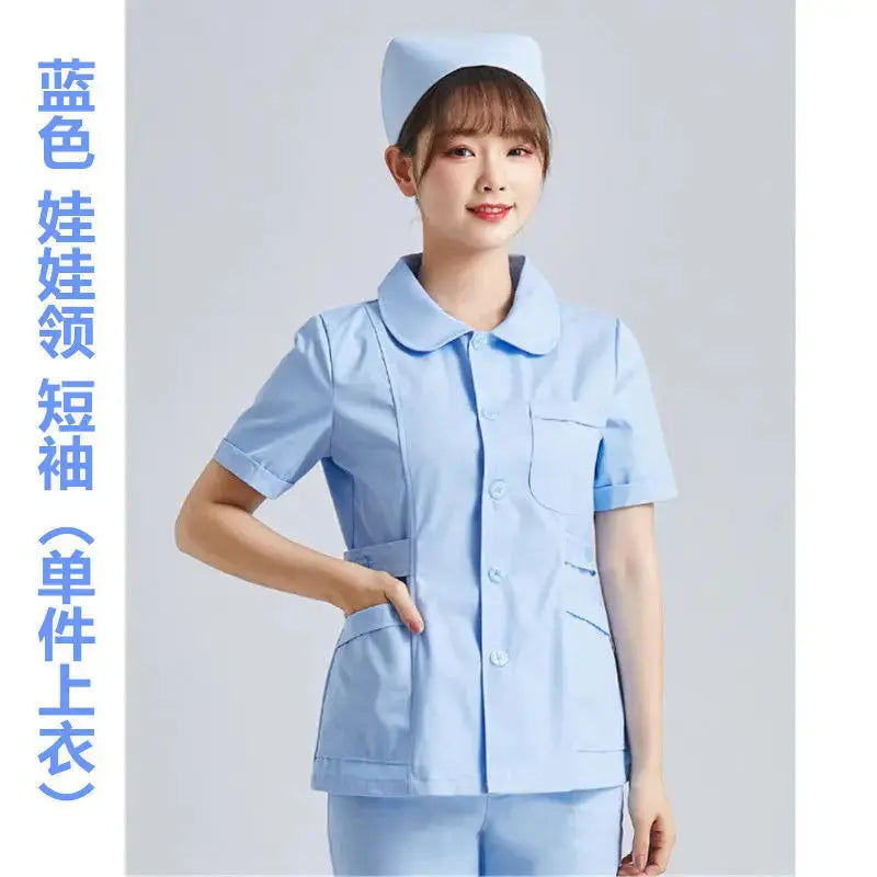 Elite White Nurse Uniform - Women's Short Sleeve Adjustable Scrub Top CJdropshipping