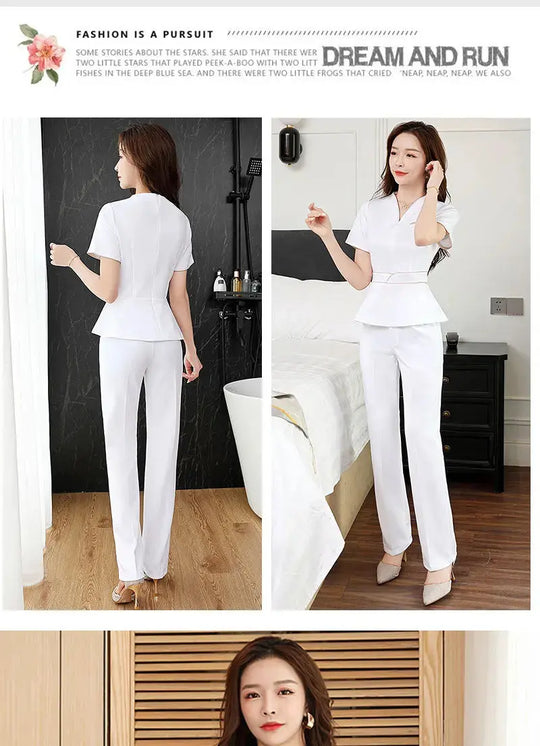Summer aesthetic uniform, short sleeve beauty salon suit, women's spa beautician clothing, Hotel massage workwear, Korean jumpsuits-BC MedSurgery Store For Digital Health