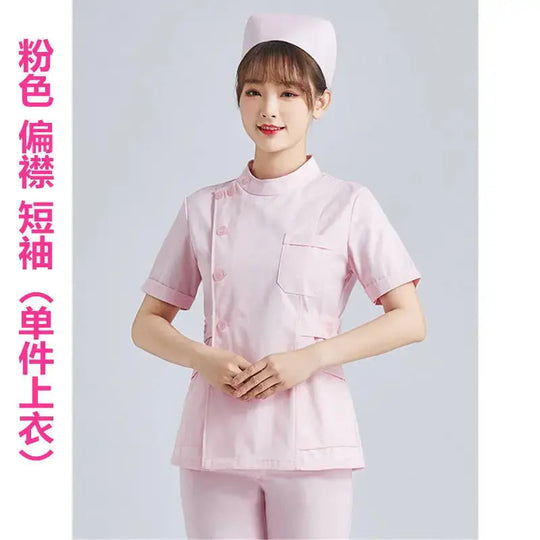 Elite White Nurse Uniform - Women's Short Sleeve Adjustable Scrub Top CJdropshipping