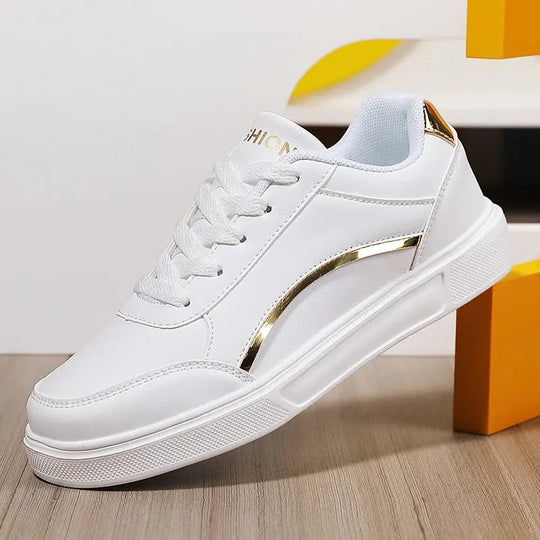 Women's white shoes, white slate lace-up casual flat shoes, PU leather walking shoes, thick sole, luxury outdoor fashion MedSurgery Store For Digital Health