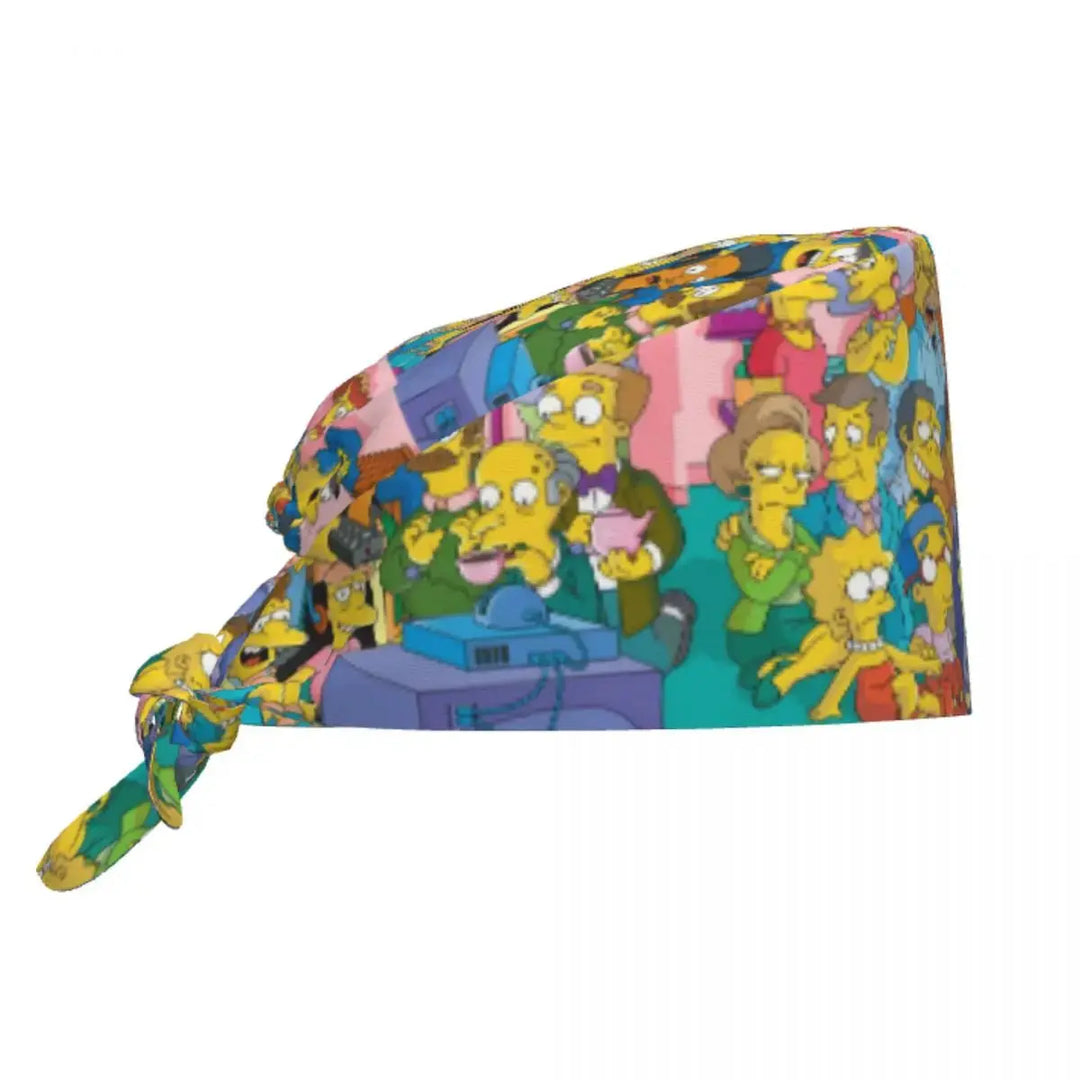Customized The Simpsons Cartoon Cartoon Medical Staff Scrubs Hat Men Women Doctor Nursing Surgical Scrub Caps MedSurgery Store For Digital Health