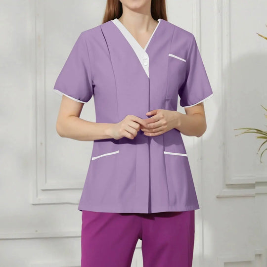 Filipina Medical Elite ISHOWTIENDA - Ergonomic Short Sleeve Clinical Uniform with V-Neck CJdropshipping