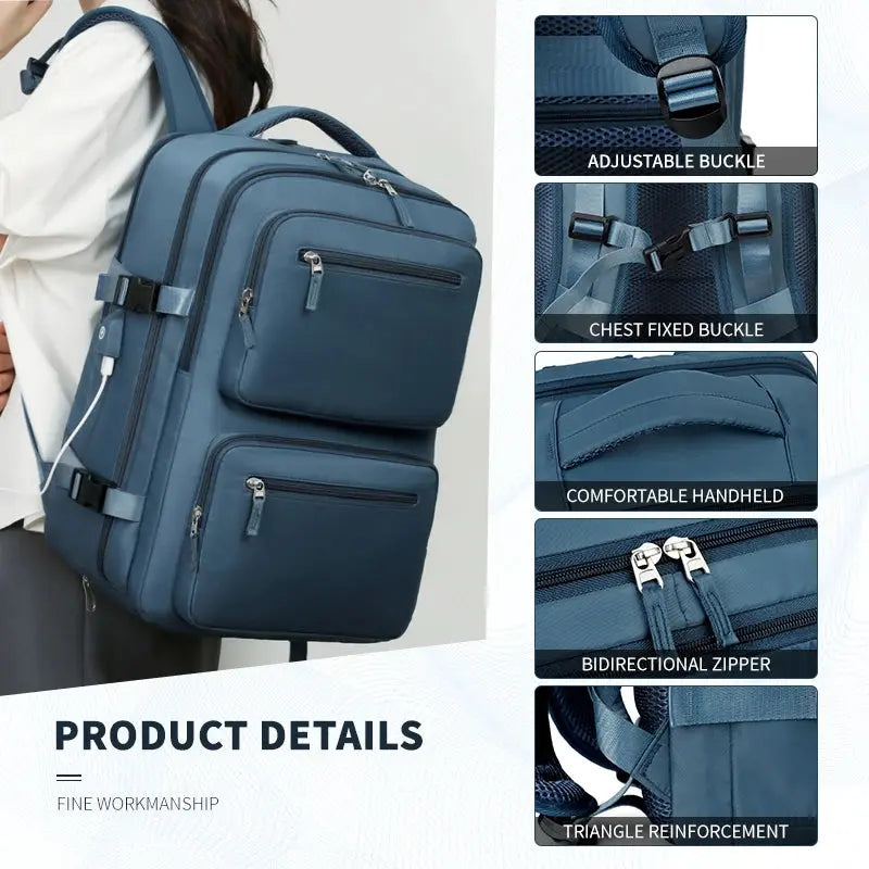 Large travel backpack for women and men, cabin bag, multifunctional waterproof airplane backpack with USB charging, anti-theft backpack MedSurgery Store For Digital Health