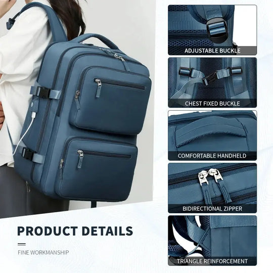 Large travel backpack for women and men, cabin bag, multifunctional waterproof airplane backpack with USB charging, anti-theft backpack MedSurgery Store For Digital Health
