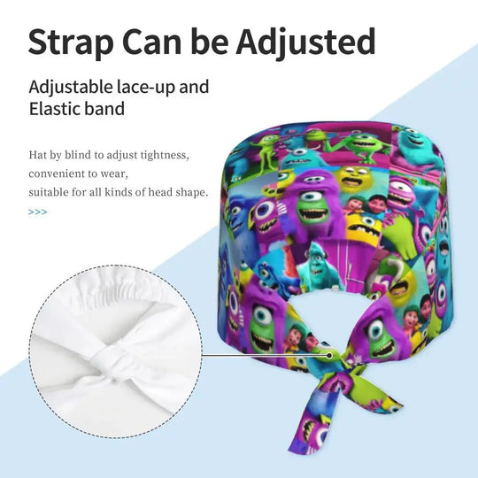 Customized adjustable work cap with Monsters University cartoon, surgical cap for men and women, surgical cap for nursing, doctor and surgeon MedSurgery Store For Digital Health