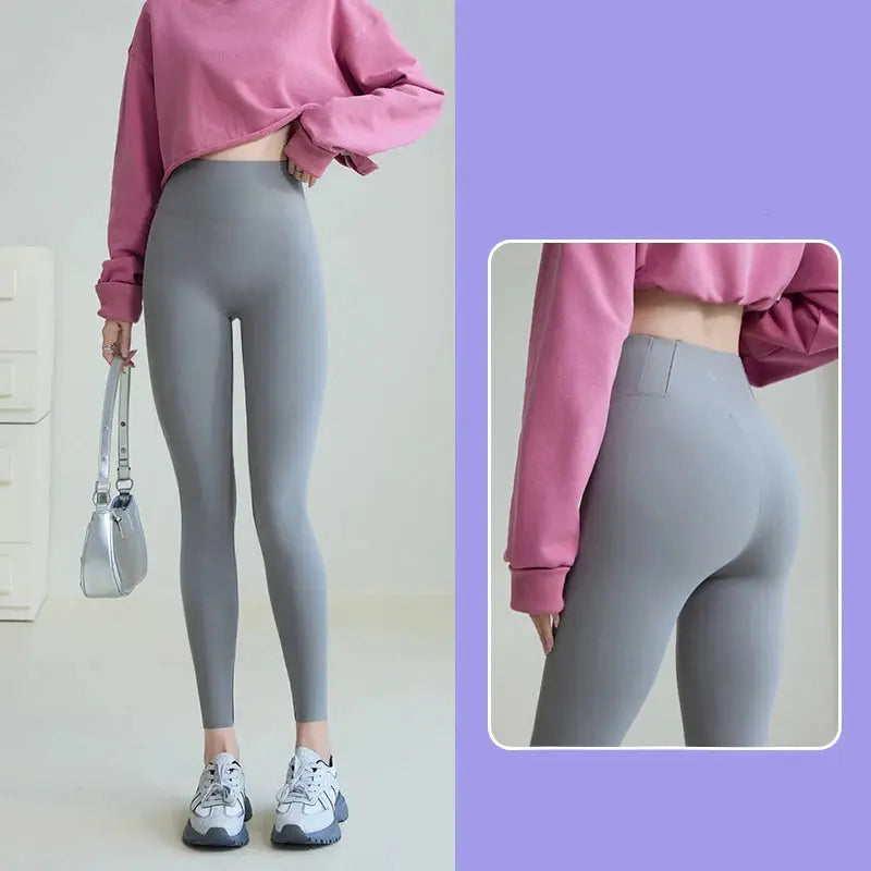 BIVIGAOS 2025 Spring Summer New Red Plum 3D Nude Feeling Nude Sharkskin Leggings Slim Women Sexy Sport Yoga Push Up Fitness Leggings MedSurgery Store For Digital Health