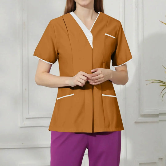 Filipina Medical Elite ISHOWTIENDA - Ergonomic Short Sleeve Clinical Uniform with V-Neck CJdropshipping
