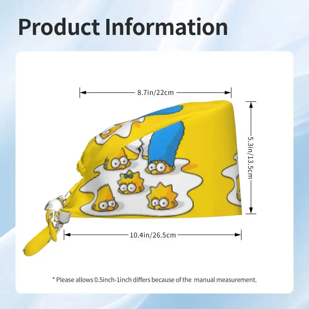Customized The Simpsons Cartoon Cartoon Medical Staff Scrubs Hat Men Women Doctor Nursing Surgical Scrub Caps MedSurgery Store For Digital Health