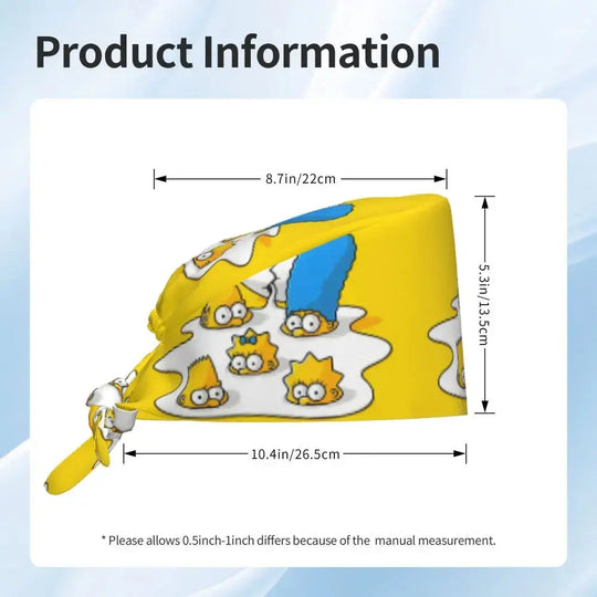 Customized The Simpsons Cartoon Cartoon Medical Staff Scrubs Hat Men Women Doctor Nursing Surgical Scrub Caps MedSurgery Store For Digital Health
