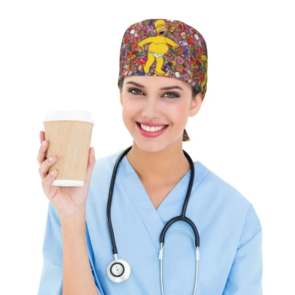 Personalized adjustable work cap with brain explosion, Simpsons surgical cap, surgical cap for nursing, doctor, surgeon, for Chef MedSurgery Store For Digital Health