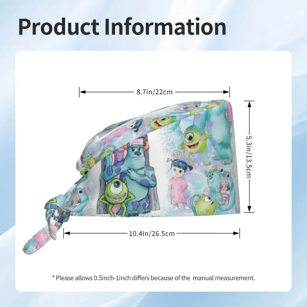 Customized adjustable work cap with Monsters University cartoon, surgical cap for men and women, surgical cap for nursing, doctor and surgeon MedSurgery Store For Digital Health