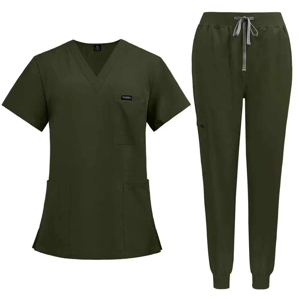 Short Sleeve Women's Scrubs - Nurse Scrubs Comfortable and Protective Scrubs for Hospital, Insulation and Skin Care (94% Polyester + 6% Spandex) CJdropshipping