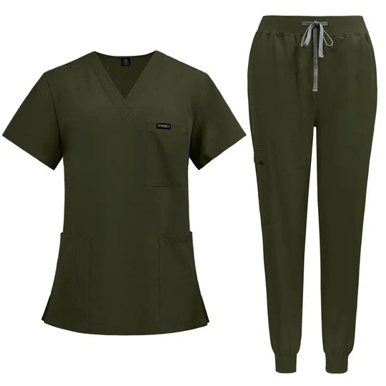 Short Sleeve Women's Scrubs - Nurse Scrubs Comfortable and Protective Scrubs for Hospital, Insulation and Skin Care (94% Polyester + 6% Spandex) CJdropshipping