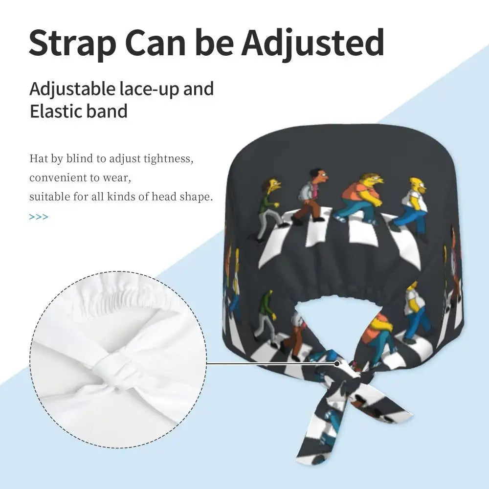 Customized The Simpsons Cartoon Cartoon Medical Staff Scrubs Hat Men Women Doctor Nursing Surgical Scrub Caps MedSurgery Store For Digital Health