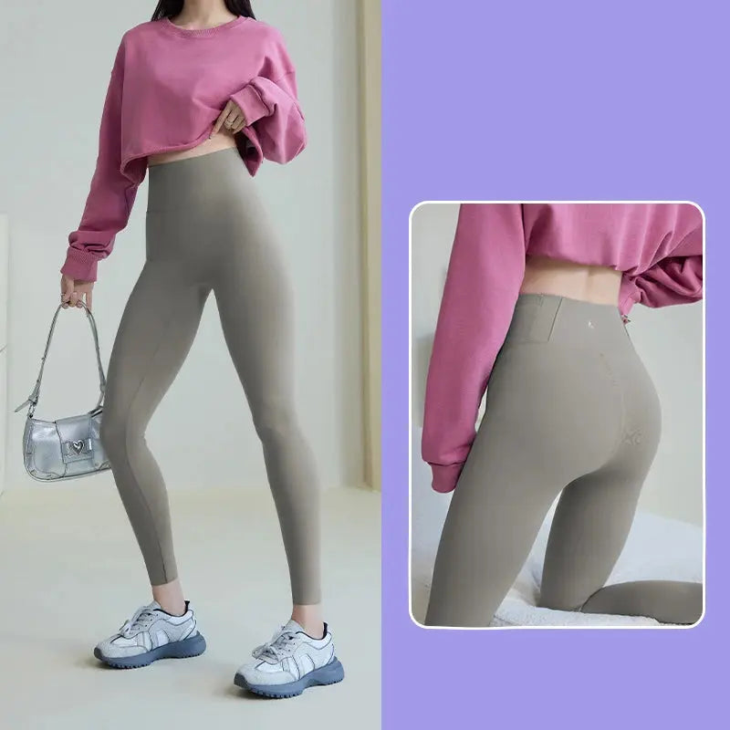 BIVIGAOS 2025 Spring Summer New Red Plum 3D Nude Feeling Nude Sharkskin Leggings Slim Women Sexy Sport Yoga Push Up Fitness Leggings MedSurgery Store For Digital Health