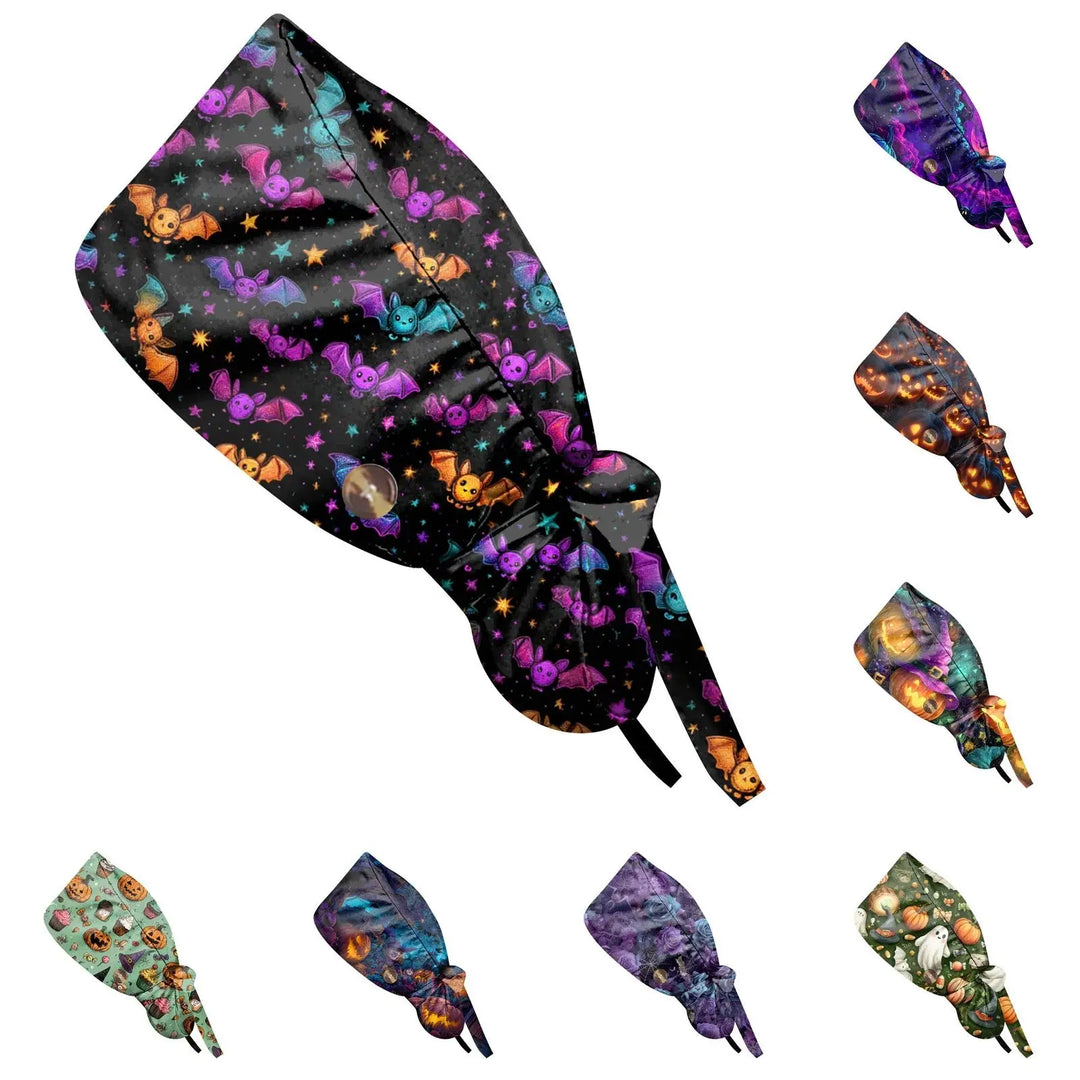 Surgical Cap for Doctors or Nurses with Unisex Halloween Print - Scrub Cap with Print for Medical Work. Casual Style made of Cotton, Comfortable and Stylish. CJdropshipping