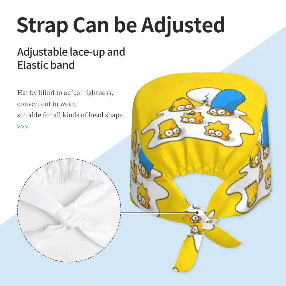Customized The Simpsons Cartoon Cartoon Medical Staff Scrubs Hat Men Women Doctor Nursing Surgical Scrub Caps MedSurgery Store For Digital Health