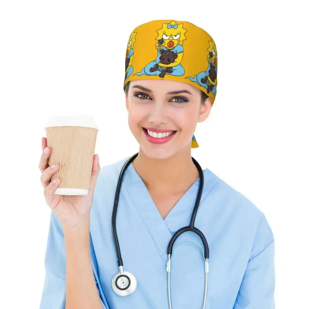 Personalized adjustable work cap with brain explosion, Simpsons surgical cap, surgical cap for nursing, doctor, surgeon, for Chef MedSurgery Store For Digital Health