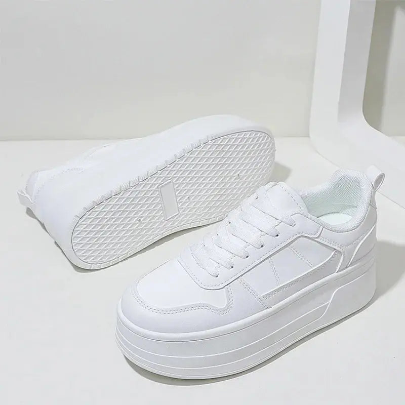 Women's white sneakers, high quality leather casual shoes, women's designer high rise athletic shoes, vulcanized shoe with platform MedSurgery Store For Digital Health