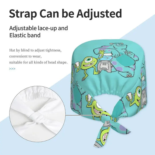Customized adjustable work cap with Monsters University cartoon, surgical cap for men and women, surgical cap for nursing, doctor and surgeon MedSurgery Store For Digital Health