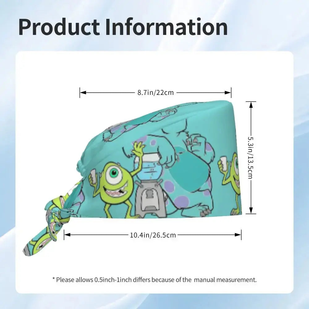 Customized adjustable work cap with Monsters University cartoon, surgical cap for men and women, surgical cap for nursing, doctor and surgeon MedSurgery Store For Digital Health
