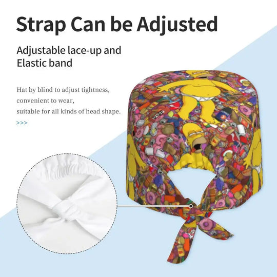 Customized The Simpsons Cartoon Cartoon Medical Staff Scrubs Hat Men Women Doctor Nursing Surgical Scrub Caps MedSurgery Store For Digital Health