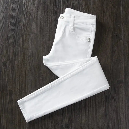 Women's White Skinny Pants, High Waist Long Skinny Jeans, Stretchy, Fashionable, Spring, Summer and Fall, 2022 MedSurgery Store For Digital Health