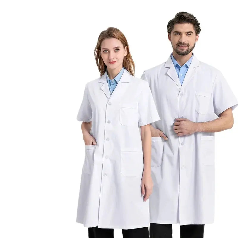 Unisex white cotton and polyester medical gown, scientist lab coat, doctor workwear, uniform, food gown, lab coat, men's coat MedSurgery Store For Digital Health
