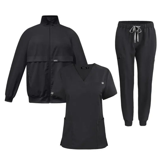 Work top, doctor and nurse uniform, single pants with more pockets, Dental scrub pants, Unisex scrubs, 3 piece set CJdropshipping