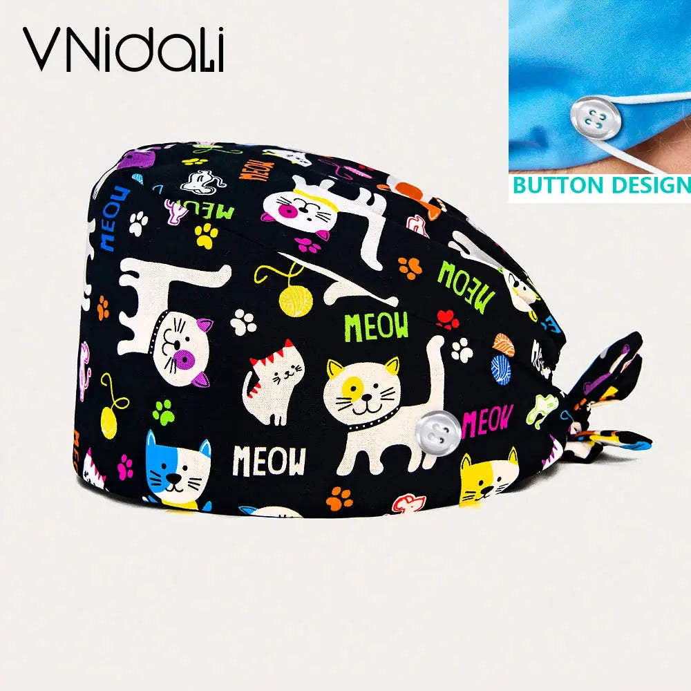 Women's multicolor medical cap, pharmacist work cap, pet store, Bouffant cap, nursing and working dust cap CJdropshipping