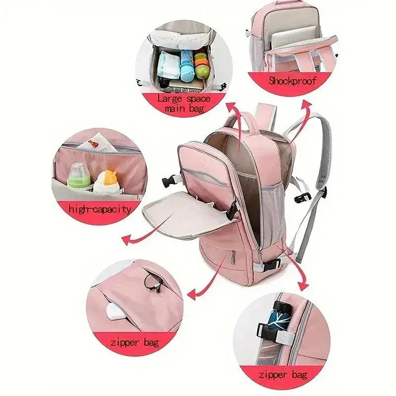Women's large capacity travel backpack, multifunction, shoe storage, multi-layer, dry and wet separation, waterproof MedSurgery Store For Digital Health