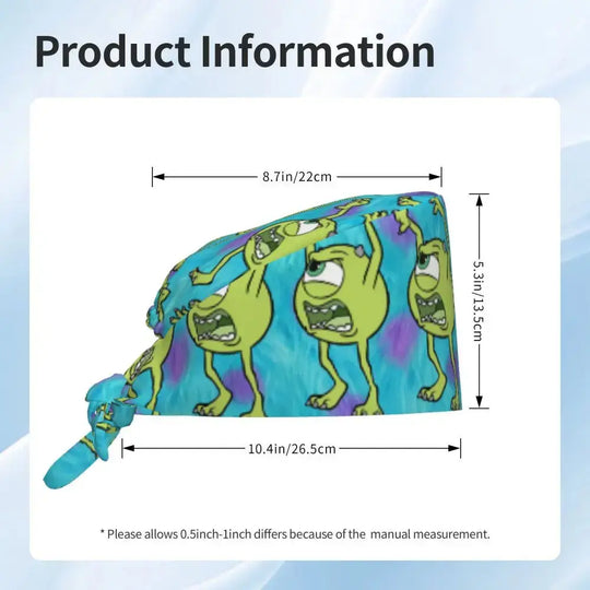 Customized adjustable work cap with Monsters University cartoon, surgical cap for men and women, surgical cap for nursing, doctor and surgeon MedSurgery Store For Digital Health