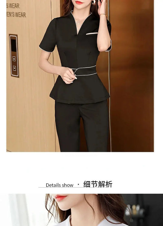 Summer aesthetic uniform, short sleeve beauty salon suit, women's spa beautician clothing, Hotel massage workwear, Korean jumpsuits-BC MedSurgery Store For Digital Health