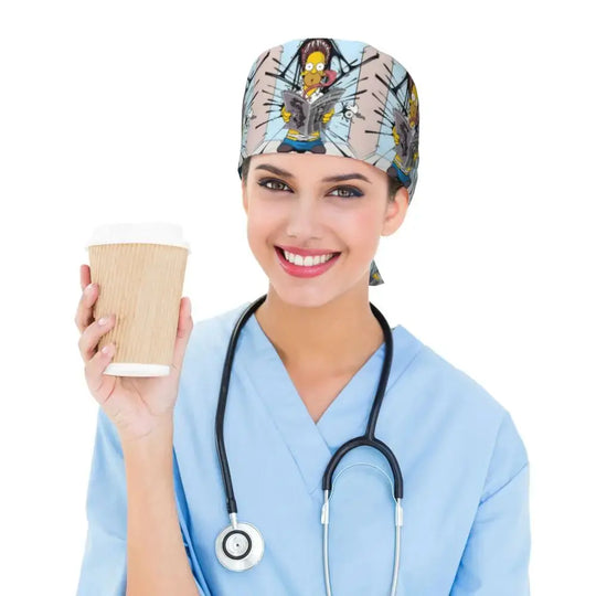 Personalized adjustable work cap with brain explosion, Simpsons surgical cap, surgical cap for nursing, doctor, surgeon, for Chef MedSurgery Store For Digital Health
