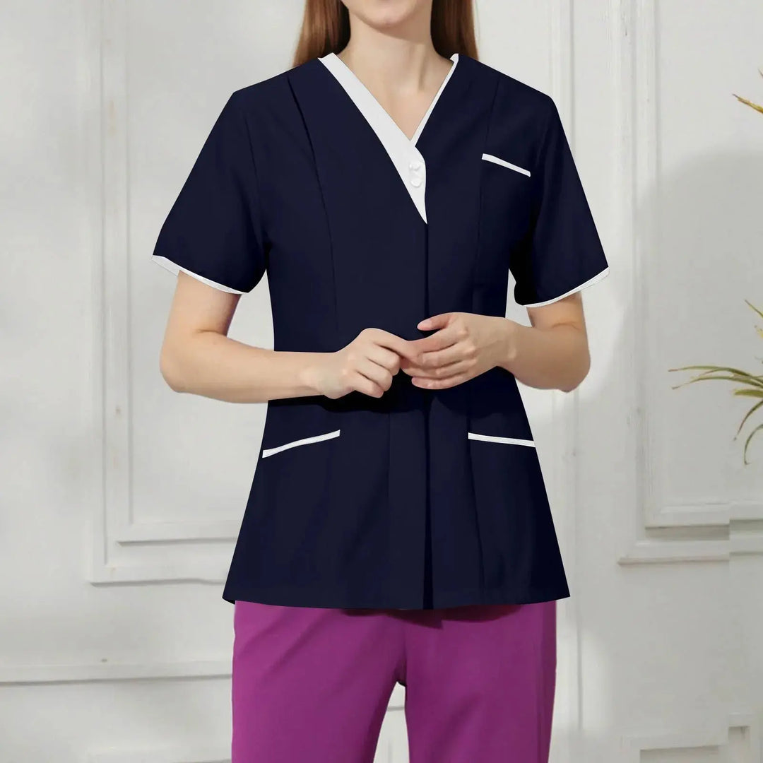 Filipina Medical Elite ISHOWTIENDA - Ergonomic Short Sleeve Clinical Uniform with V-Neck CJdropshipping