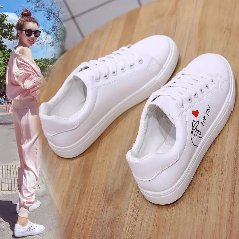 Fashionable white breathable running shoes for women, new casual lace-up shoes with embroidered flowers for spring and autumn MedSurgery Store For Digital Health