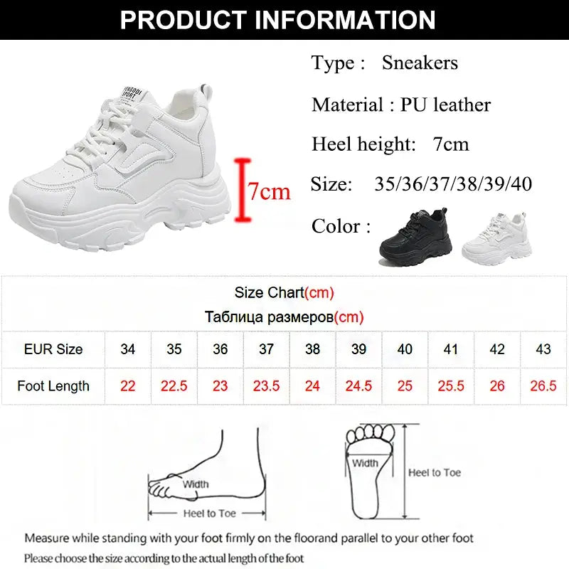 Women's white platform sneakers, vulcanized lace-up shoes with thick bottom, Pu leather, breathable, spring 2024 MedSurgery Store For Digital Health