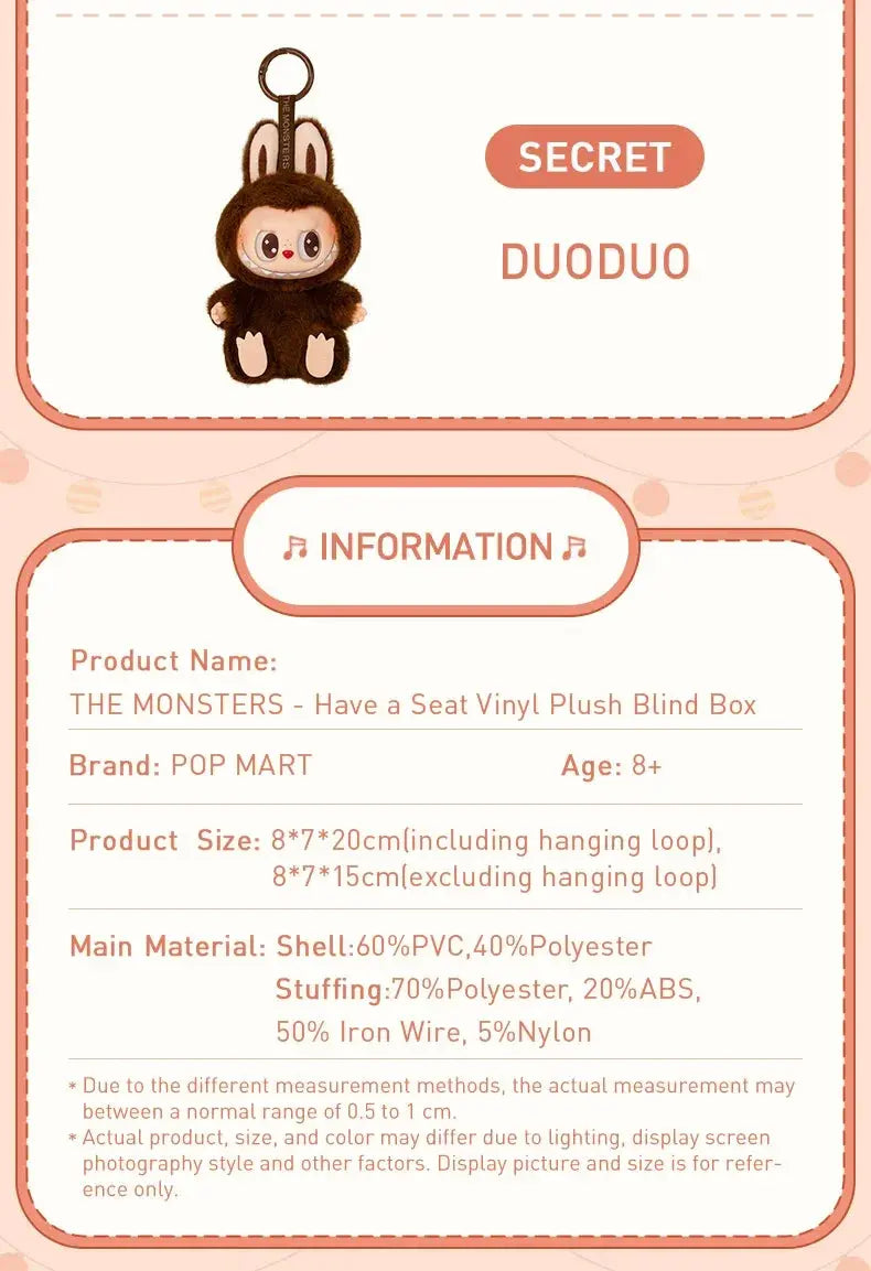 POP MART The Monsters Have A Seat Series keychain with pendant plush vinyl blind box toys mystery box MedSurgery Store For Digital Health