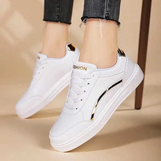 Women's white shoes, white slate lace-up casual flat shoes, PU leather walking shoes, thick sole, luxury outdoor fashion MedSurgery Store For Digital Health
