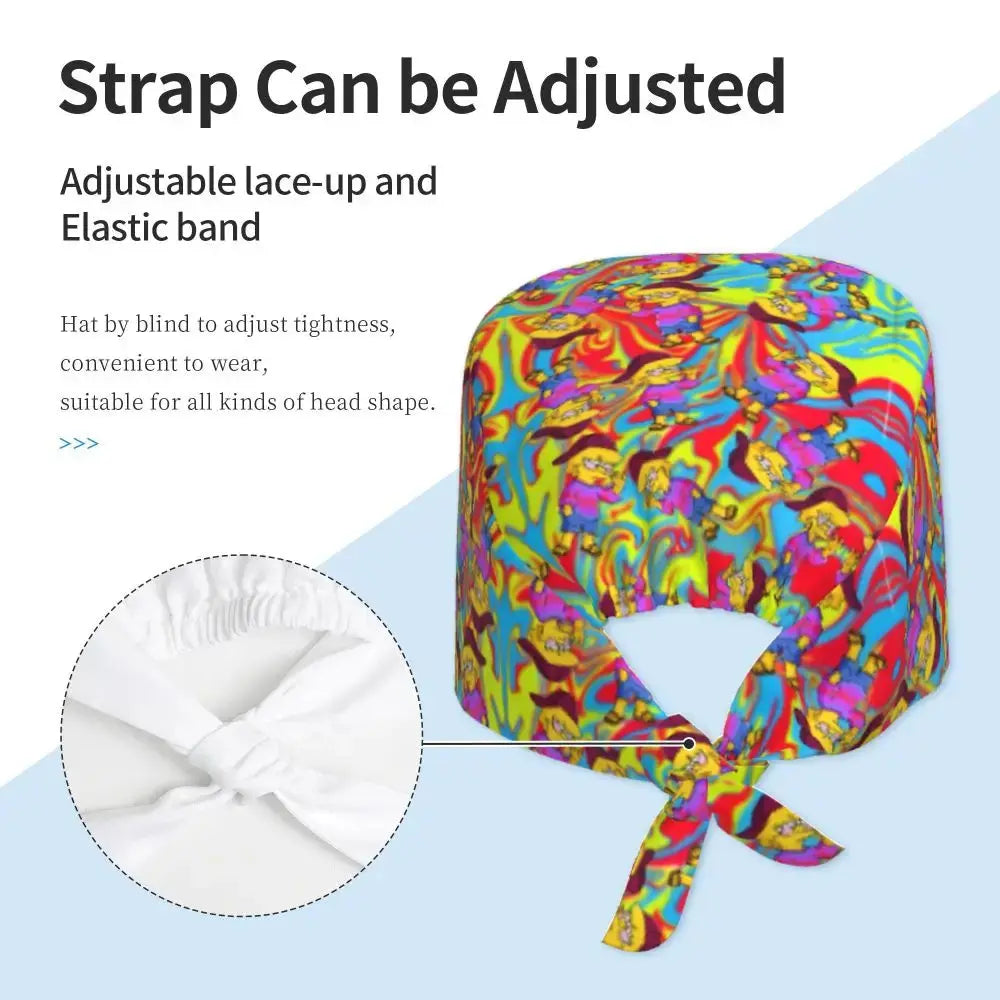 Customized The Simpsons Cartoon Cartoon Medical Staff Scrubs Hat Men Women Doctor Nursing Surgical Scrub Caps MedSurgery Store For Digital Health