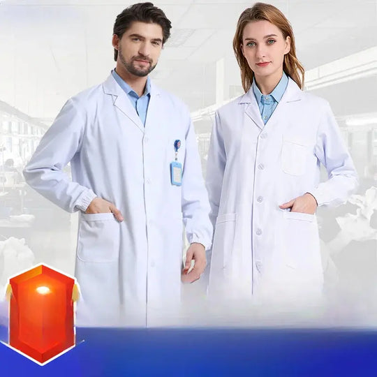 Unisex white cotton and polyester medical gown, scientist lab coat, doctor workwear, uniform, food gown, lab coat, men's coat MedSurgery Store For Digital Health